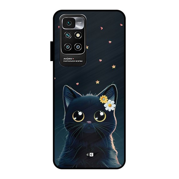 Cat With Flowers Metal Back Case for Redmi 10 Prime