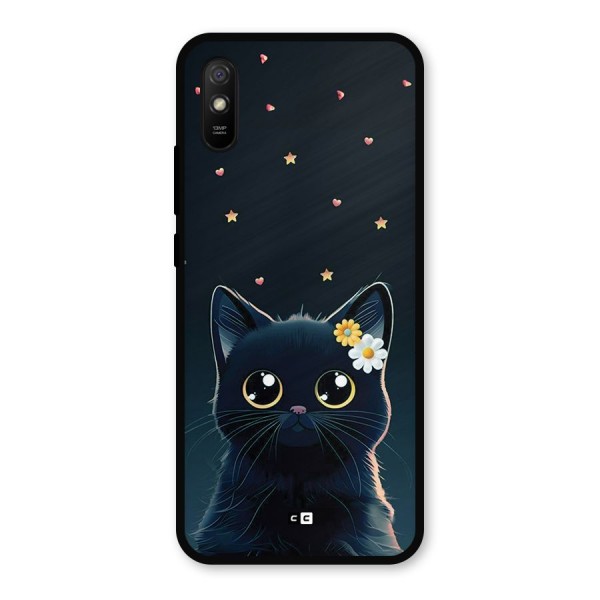 Cat With Flowers Metal Back Case for Redmi 9i