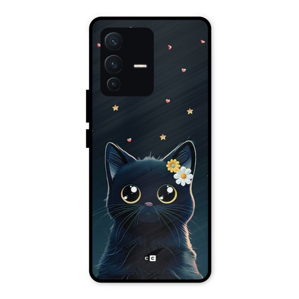 Cat With Flowers Metal Back Case for Vivo V23 5G