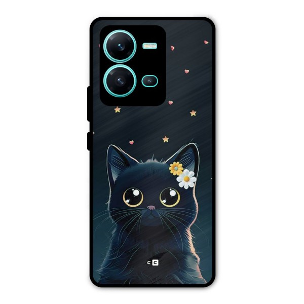 Cat With Flowers Metal Back Case for Vivo V25