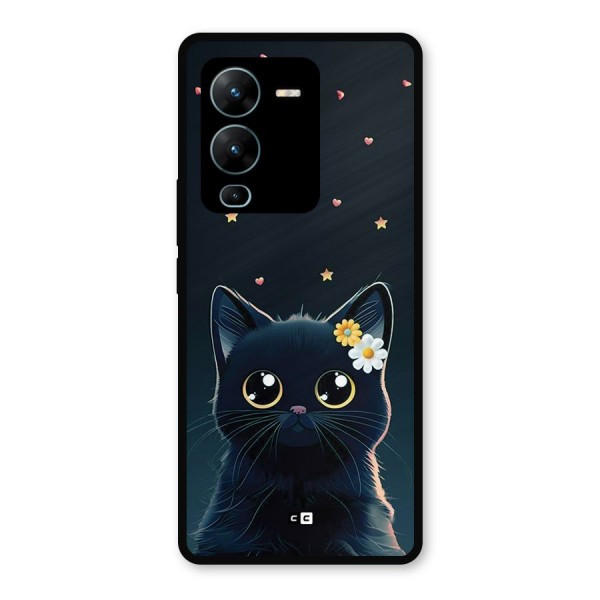 Cat With Flowers Metal Back Case for Vivo V25 Pro