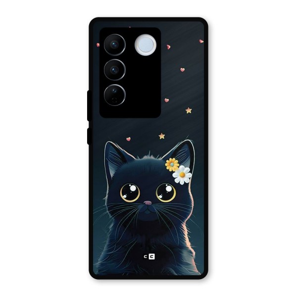 Cat With Flowers Metal Back Case for Vivo V27 Pro