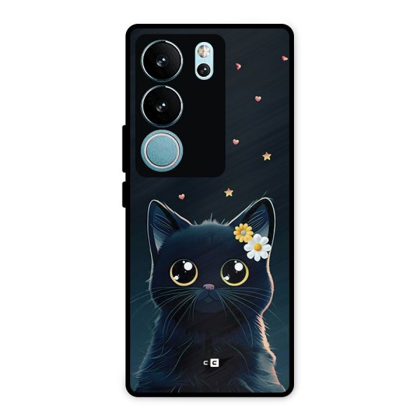 Cat With Flowers Metal Back Case for Vivo V29 Pro