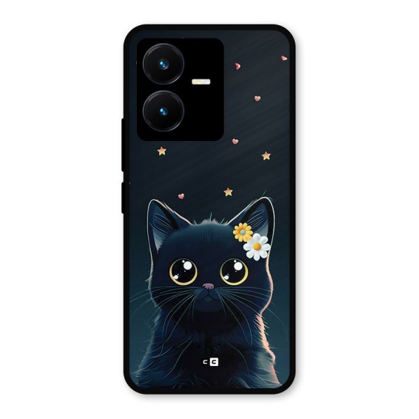 Cat With Flowers Metal Back Case for Vivo Y22s