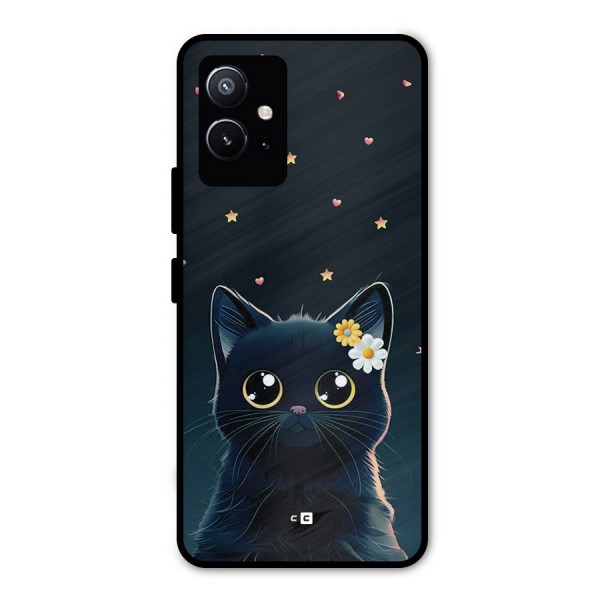 Cat With Flowers Metal Back Case for Vivo Y75 5G