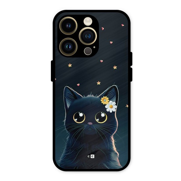 Cat With Flowers Metal Back Case for iPhone 14 Pro