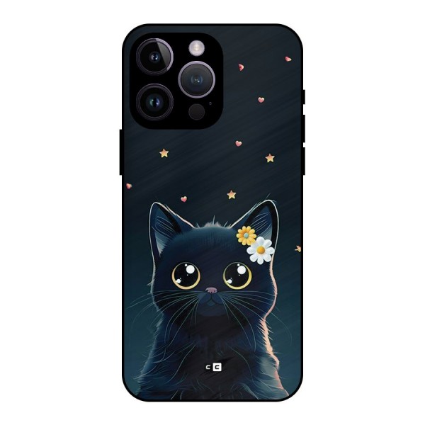 Cat With Flowers Metal Back Case for iPhone 14 Pro Max