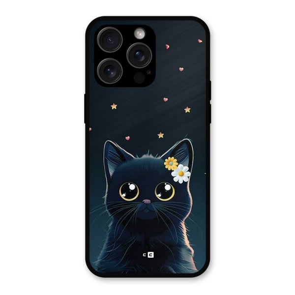 Cat With Flowers Metal Back Case for iPhone 15 Pro Max