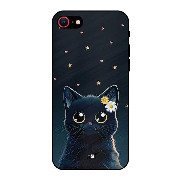 Cat With Flowers Metal Back Case for iPhone SE 2020