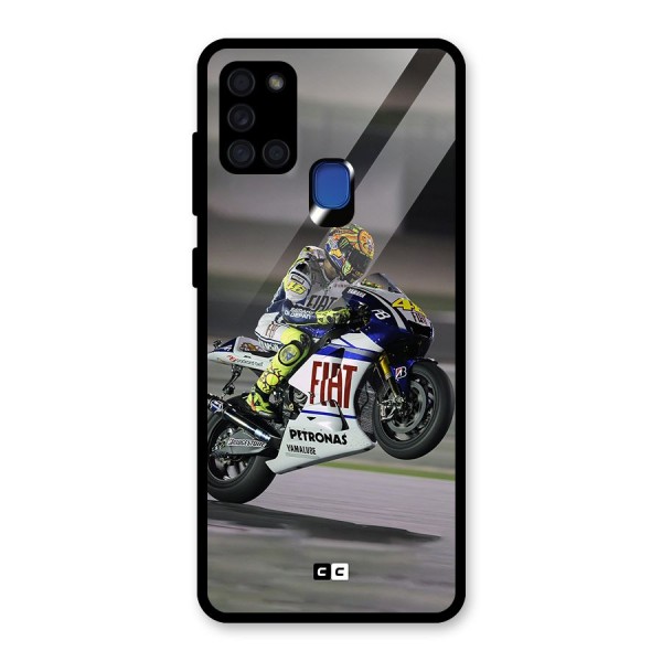 Champion Biker Glass Back Case for Galaxy A21s