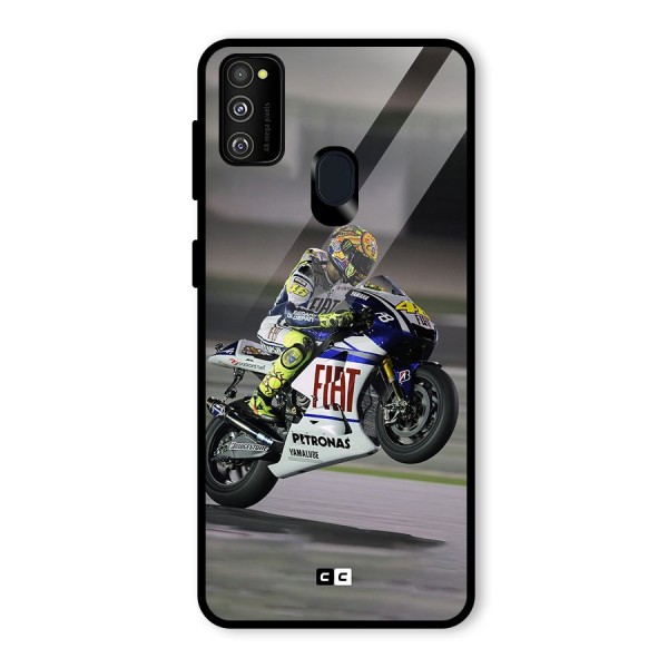 Champion Biker Glass Back Case for Galaxy M21