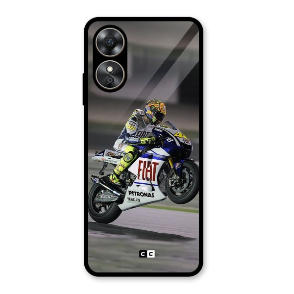 Champion Biker Glass Back Case for Oppo A17