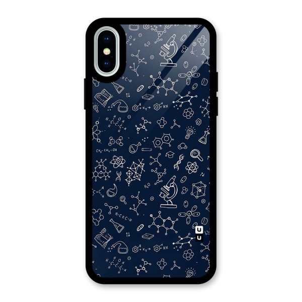 Chemistry Doodle Art Glass Back Case for iPhone X