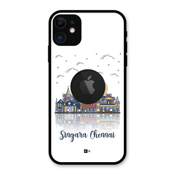 Chennai City Glass Back Case for iPhone 11 Logo Cut