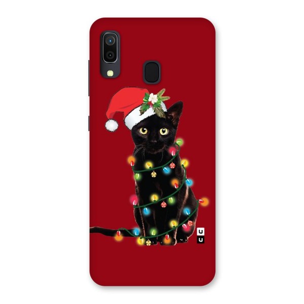 Christmas Cap Cat Back Case for Galaxy A30