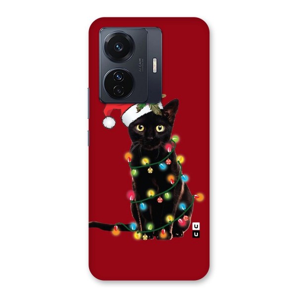 Christmas Cap Cat Back Case for Vivo iQOO Z6 Pro