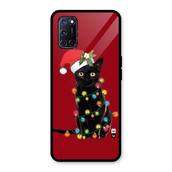 Christmas Cap Cat Glass Back Case for Oppo A52