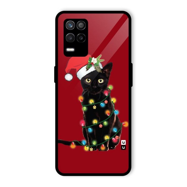 Christmas Cap Cat Glass Back Case for Realme 9 5G