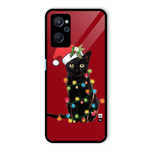 Christmas Cap Cat Glass Back Case for Realme 9i