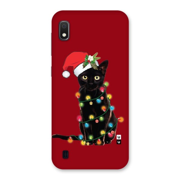 Christmas Cap Cute Cat Back Case for Galaxy A10