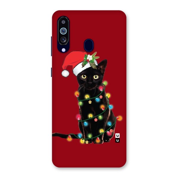 Christmas Cap Cute Cat Back Case for Galaxy A60