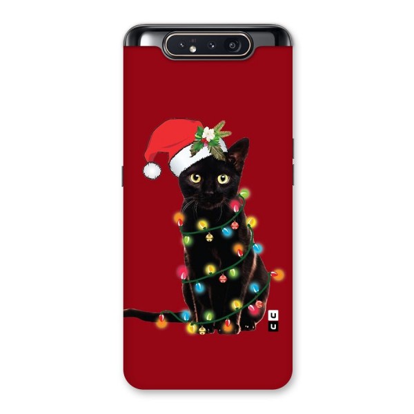 Christmas Cap Cute Cat Back Case for Galaxy A80