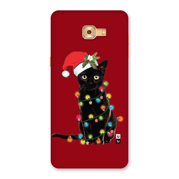 Christmas Cap Cute Cat Back Case for Galaxy C9 Pro