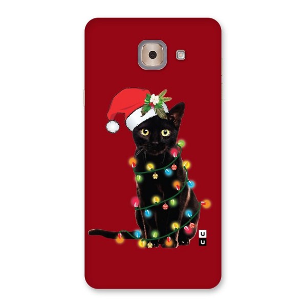 Christmas Cap Cute Cat Back Case for Galaxy J7 Max