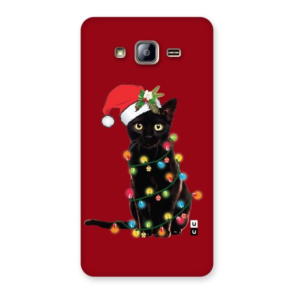 Christmas Cap Cute Cat Back Case for Galaxy On5