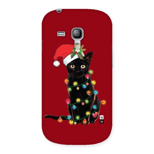 Christmas Cap Cute Cat Back Case for Galaxy S3 Mini