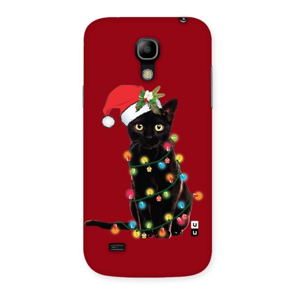 Christmas Cap Cute Cat Back Case for Galaxy S4 Mini