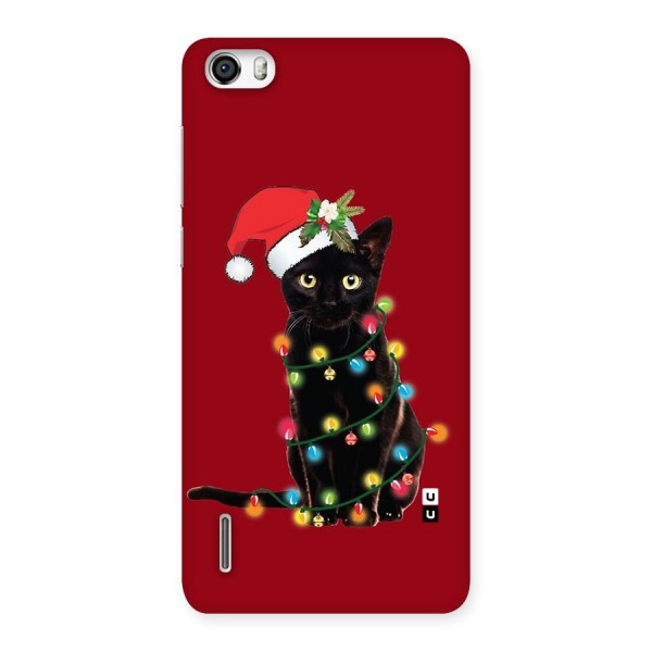 Christmas Cap Cute Cat Back Case for Honor 6