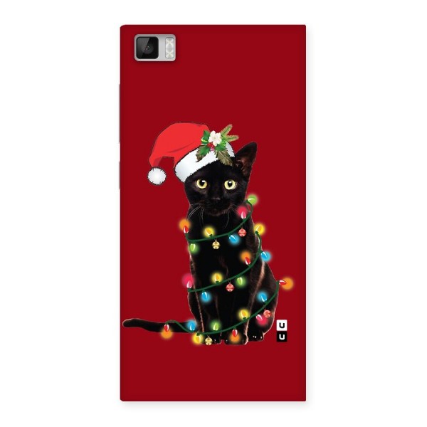 Christmas Cap Cute Cat Back Case for Mi3