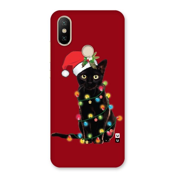 Christmas Cap Cute Cat Back Case for Mi A2