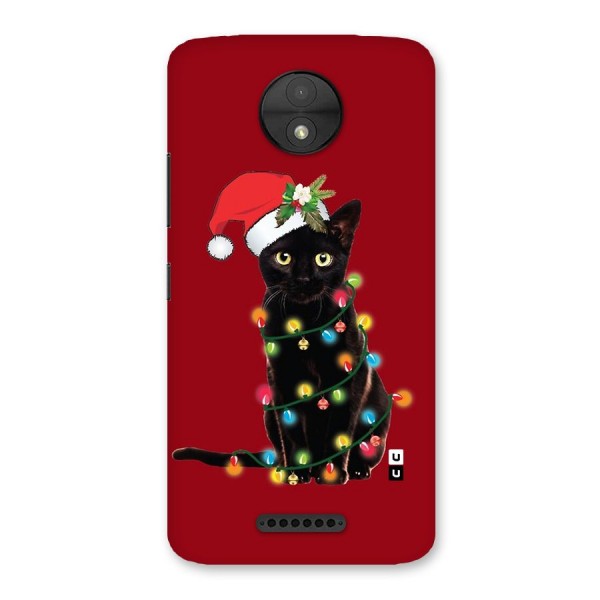 Christmas Cap Cute Cat Back Case for Moto C