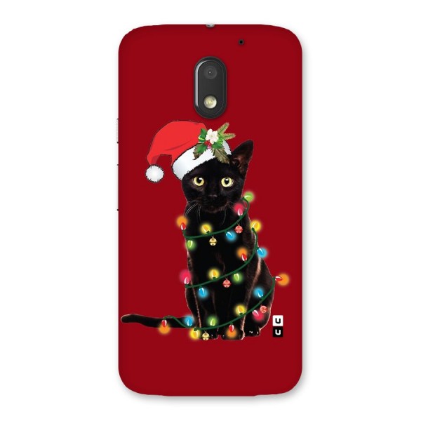 Christmas Cap Cute Cat Back Case for Moto E3 Power