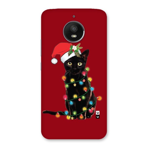 Christmas Cap Cute Cat Back Case for Moto E4 Plus