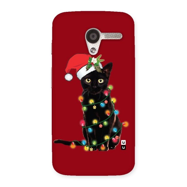 Christmas Cap Cute Cat Back Case for Moto X