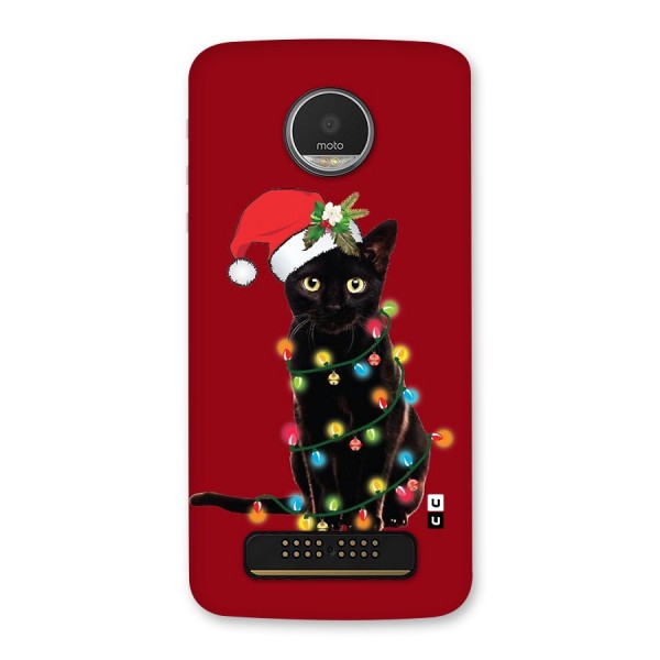 Christmas Cap Cute Cat Back Case for Moto Z Play