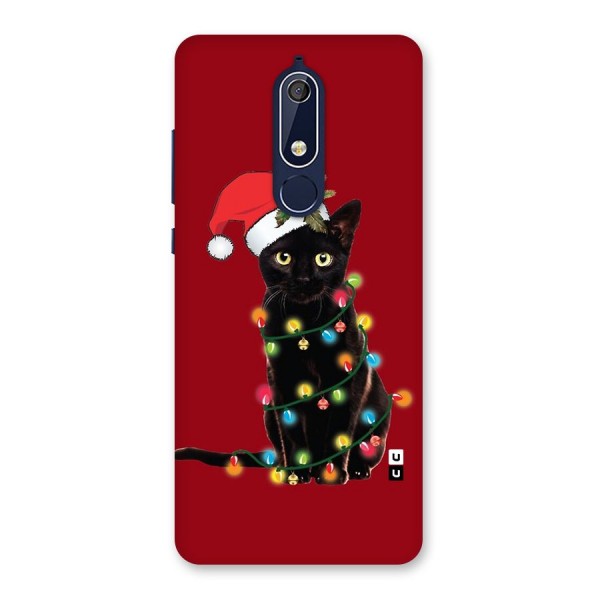 Christmas Cap Cute Cat Back Case for Nokia 5.1