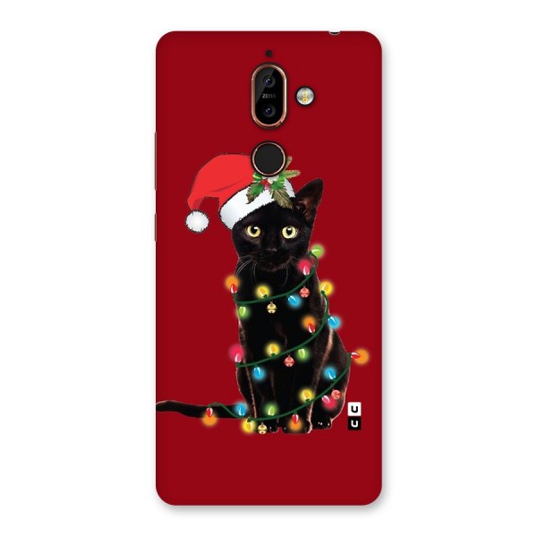 Christmas Cap Cute Cat Back Case for Nokia 7 Plus