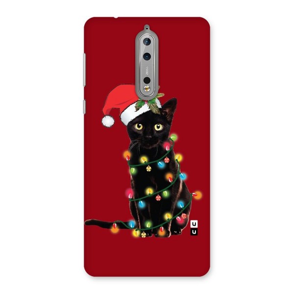 Christmas Cap Cute Cat Back Case for Nokia 8