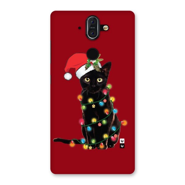 Christmas Cap Cute Cat Back Case for Nokia 8 Sirocco