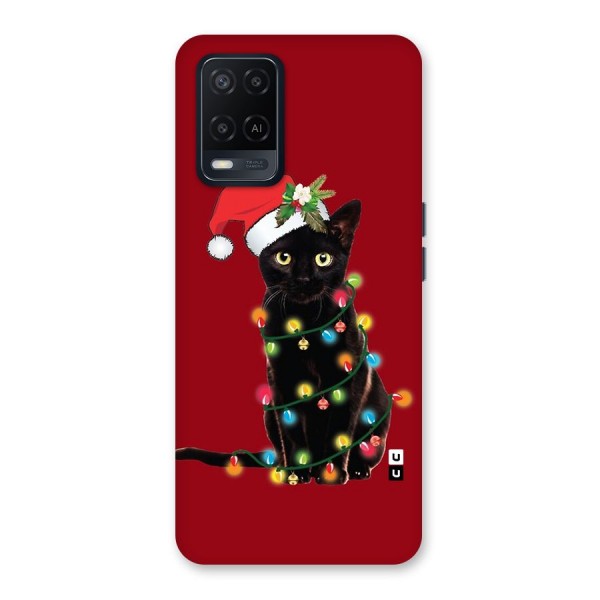 Christmas Cap Cute Cat Back Case for Oppo A54