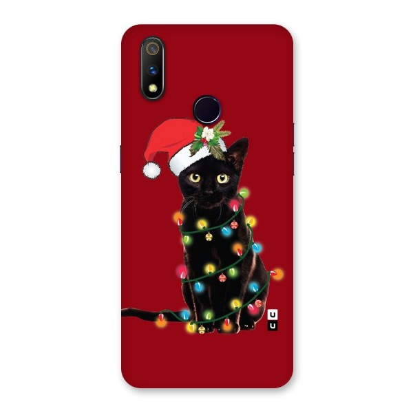 Christmas Cap Cute Cat Back Case for Realme 3 Pro