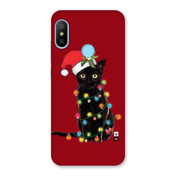 Christmas Cap Cute Cat Back Case for Redmi 6 Pro