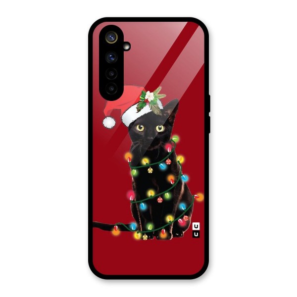 Christmas Cap Cute Cat Glass Back Case for Realme 6i