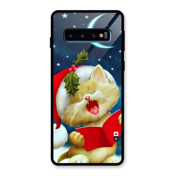 Christmas Cat Glass Back Case for Galaxy S10