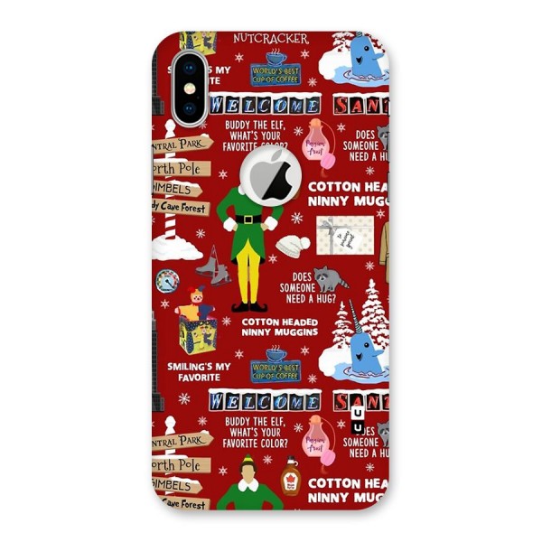 Christmas Cute Doodles Back Case for iPhone XS Logo Cut