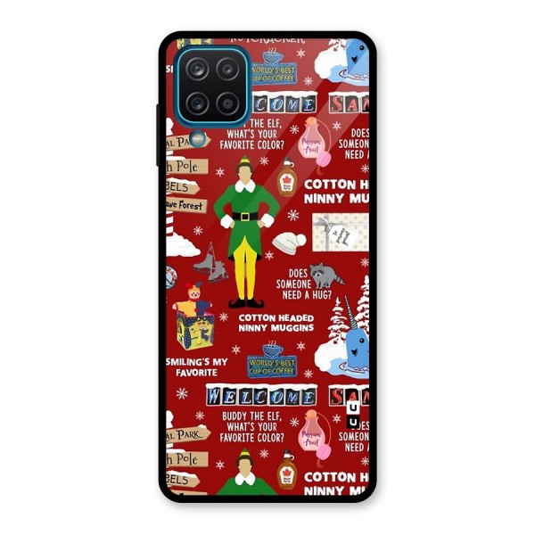 Christmas Cute Doodles Glass Back Case for Galaxy A12